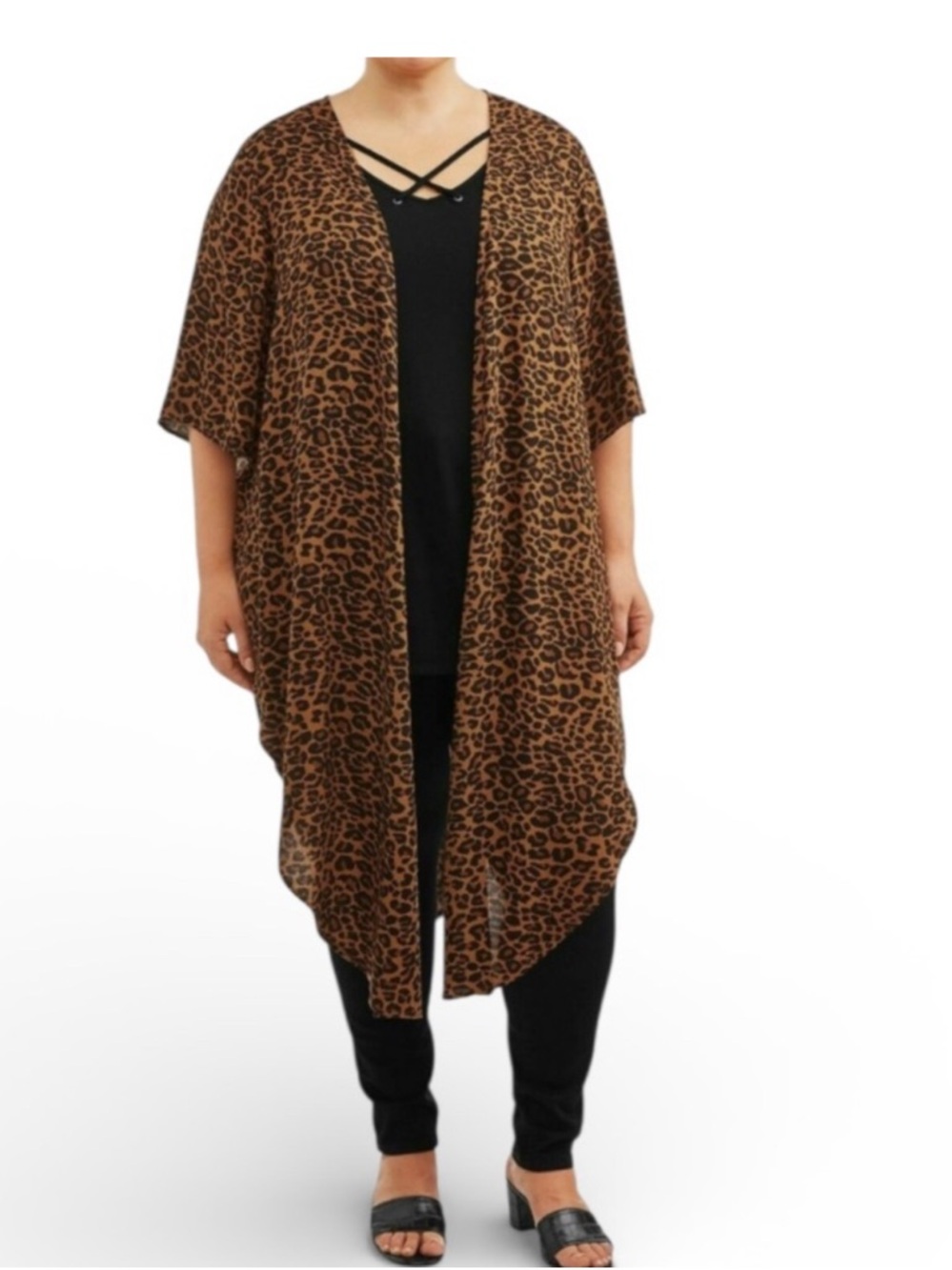 Terra & Sky Brown Leopard Print Open Cardigan